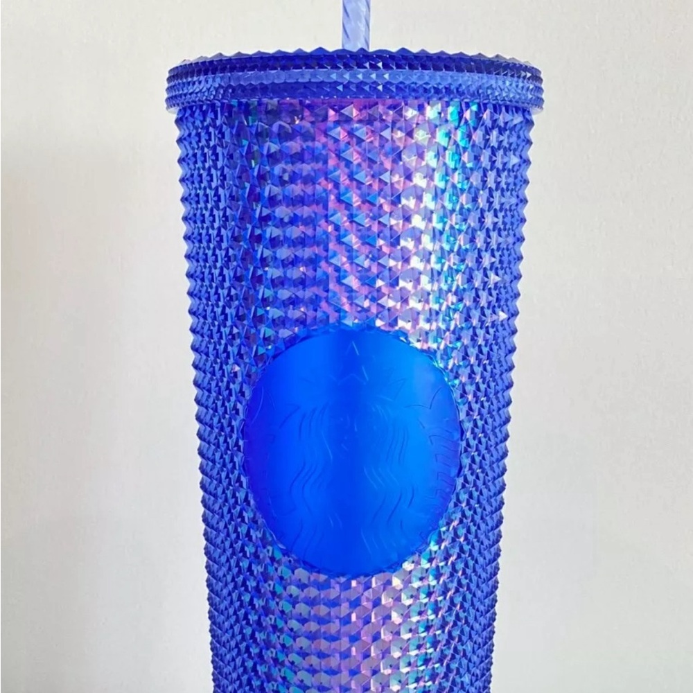 New Disney World 50th Anniversary Celebration Starbucks Blue Studded Tumbler Cup